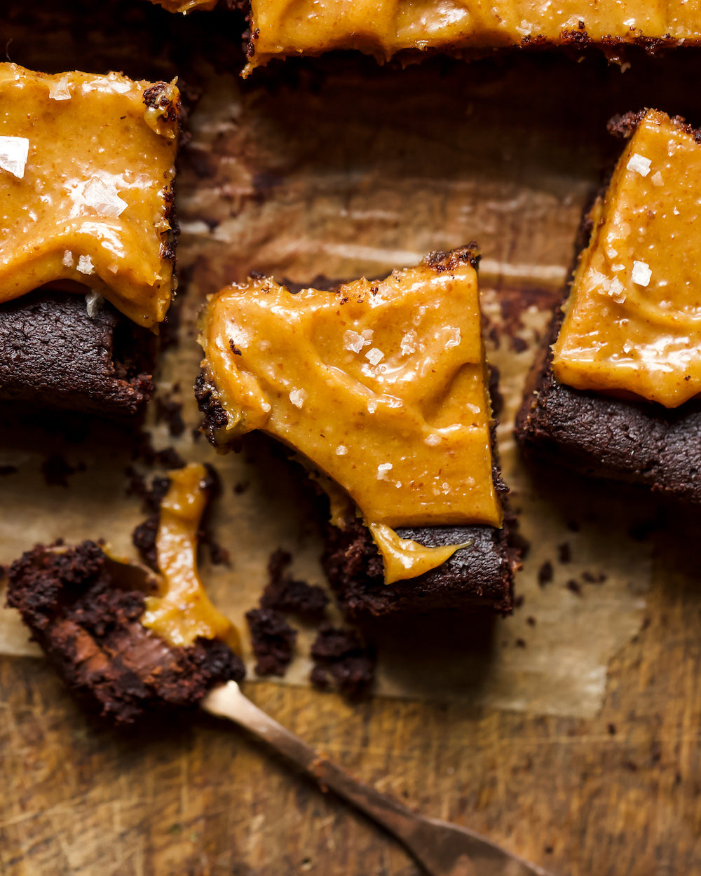 Fudgy Brownie with Almond Caramel Frosting