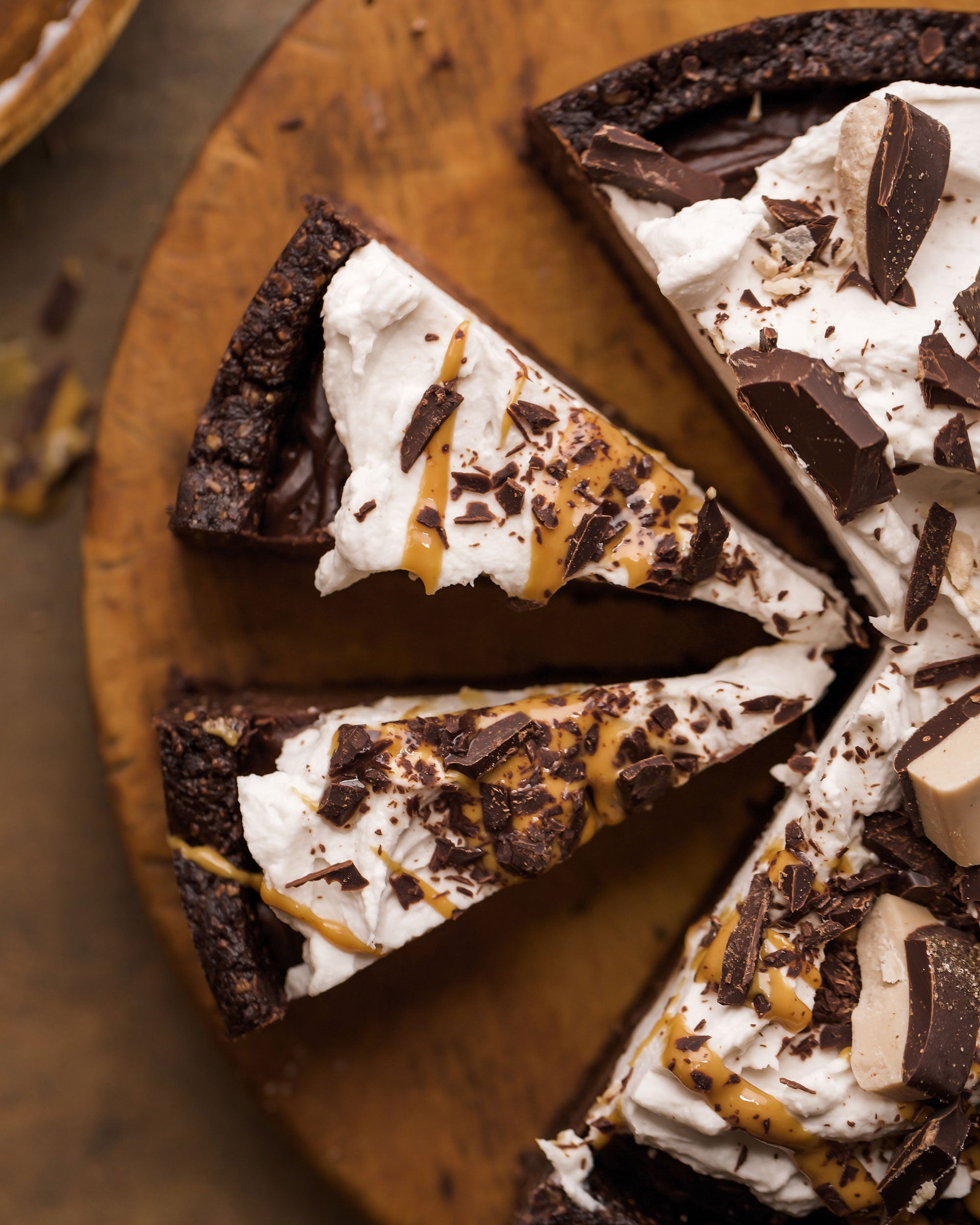 No Bake Vegan Chocolate Bavarian Pie with Whipped Cream