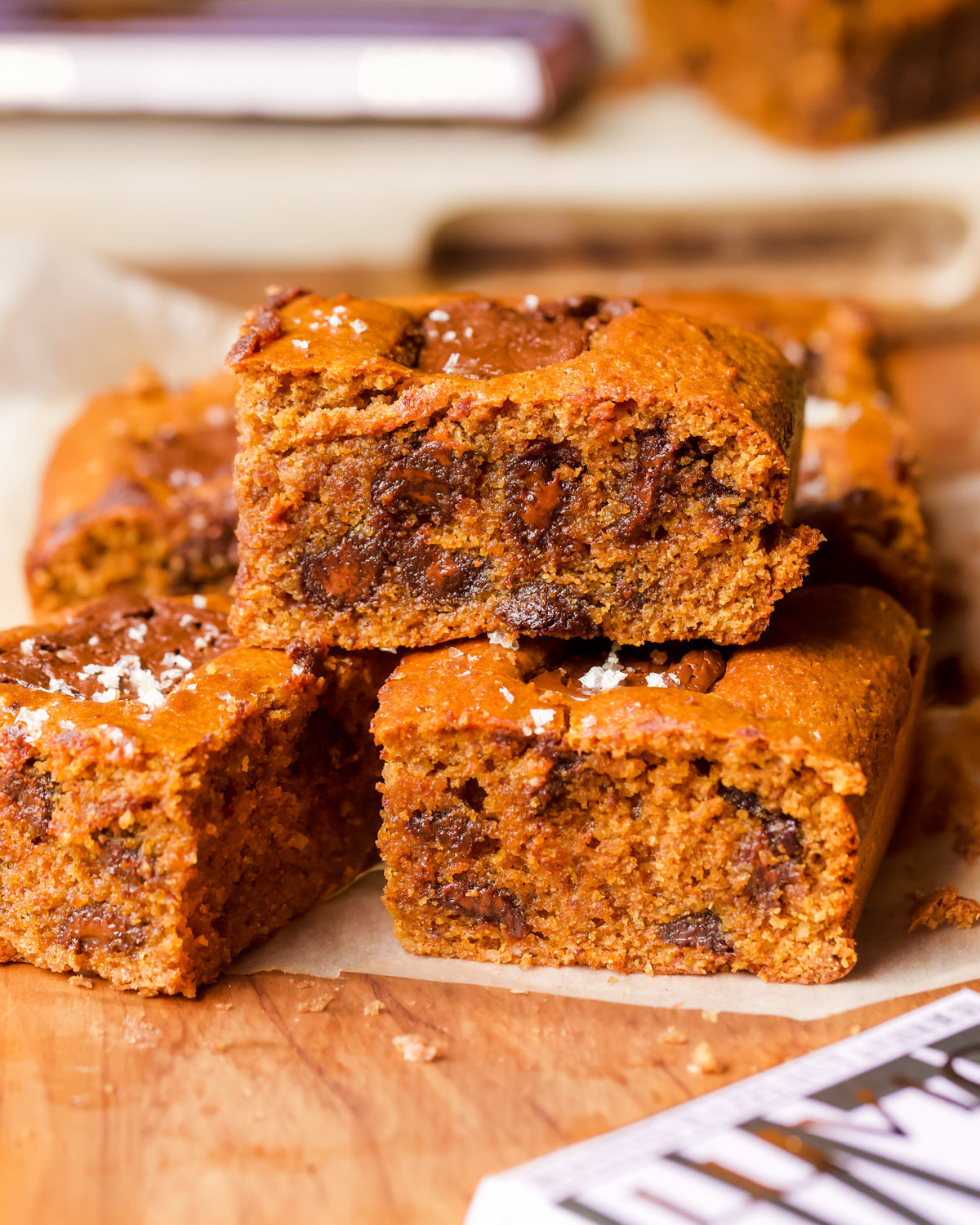 Salted Roast Almond Butter & Choc Chip Blondies