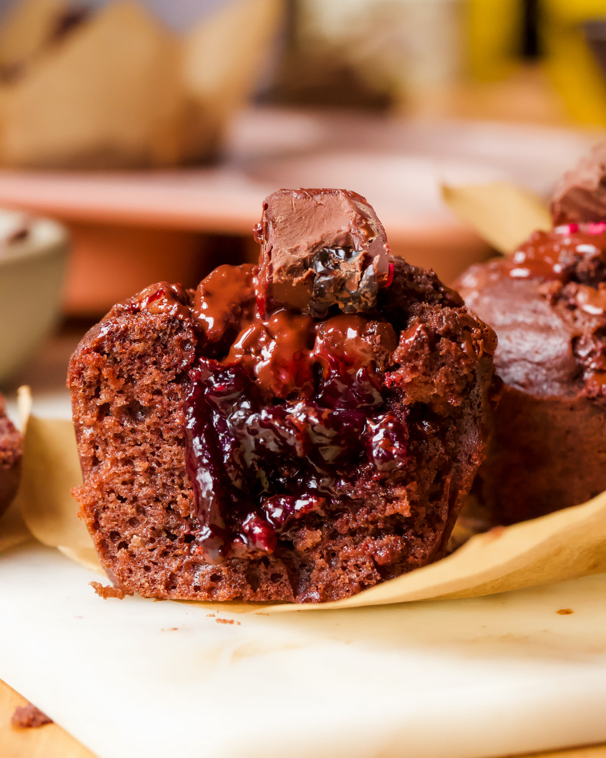 Double Chocolate & Cherry Muffins